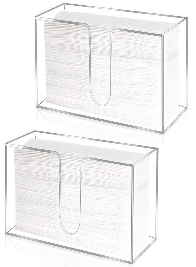 wutfuooo 2 Pack Acrylic Countertop Paper Towel Dispenser, Folded Paper Towel Dispenser Clear Trifold Napkin Holder, Suitable for Z-fold, C-fold or MultiFold Trifold Papers Towels for Bathroom Toilet Kitchen - Image 1
